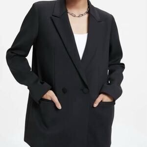 Good American Size 1 (S) Scuba Blazer The Boss 2.0 Double Breasted Shoulder Pads